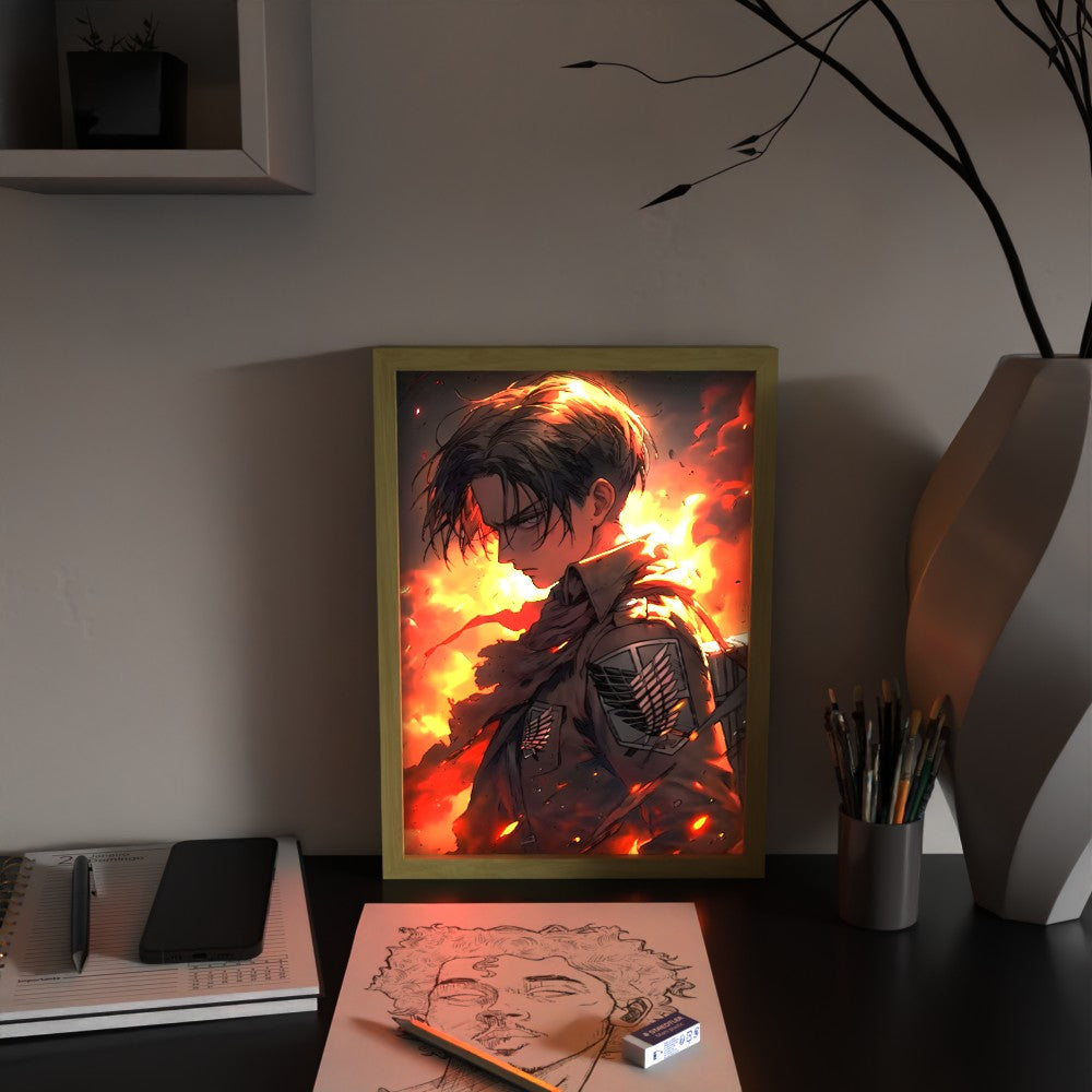 LED-Rahmen - Spiegelbild des Kämpfers (Eren Jäger)