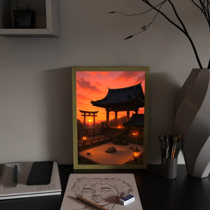 Cadre LED Lumineux - Temple Zen